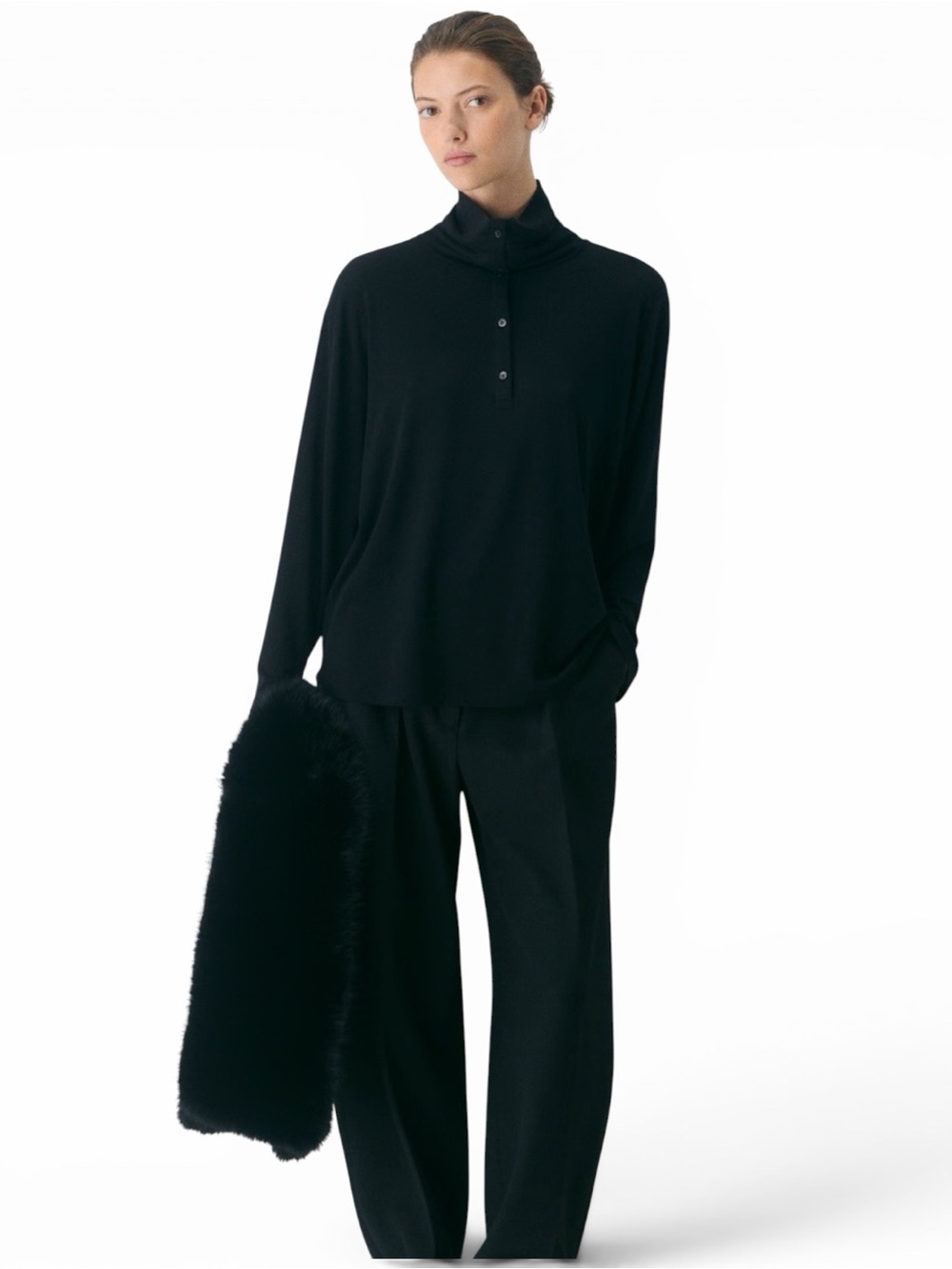 Aritzia Babaton Riverside Turtleneck Black Minimalist Top